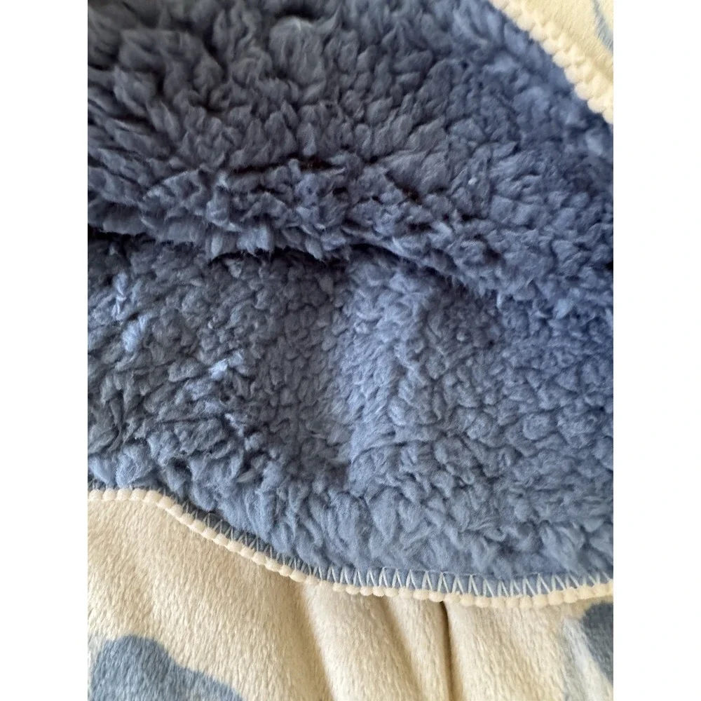 Carter's Panda Bear Baby Blanket Blue Sherpa Plush NWT 40x30 Nursery Gift